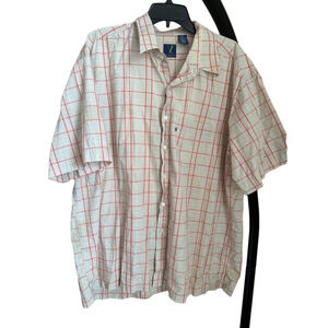 Van Heusen Cream Red Button Down Casual Shirt